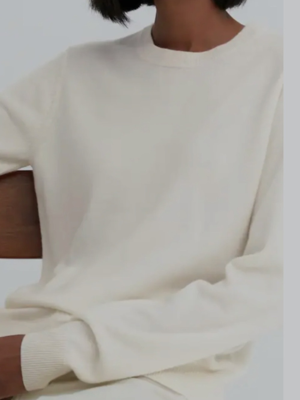 PURE 100% Cashmere Cream Crewneck Sweater-6L
